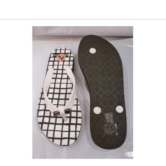 NEW AUTHENTIC COACH FLAT SLIDES THONG SANDALS SIZE 7 - Picture 3 of 7